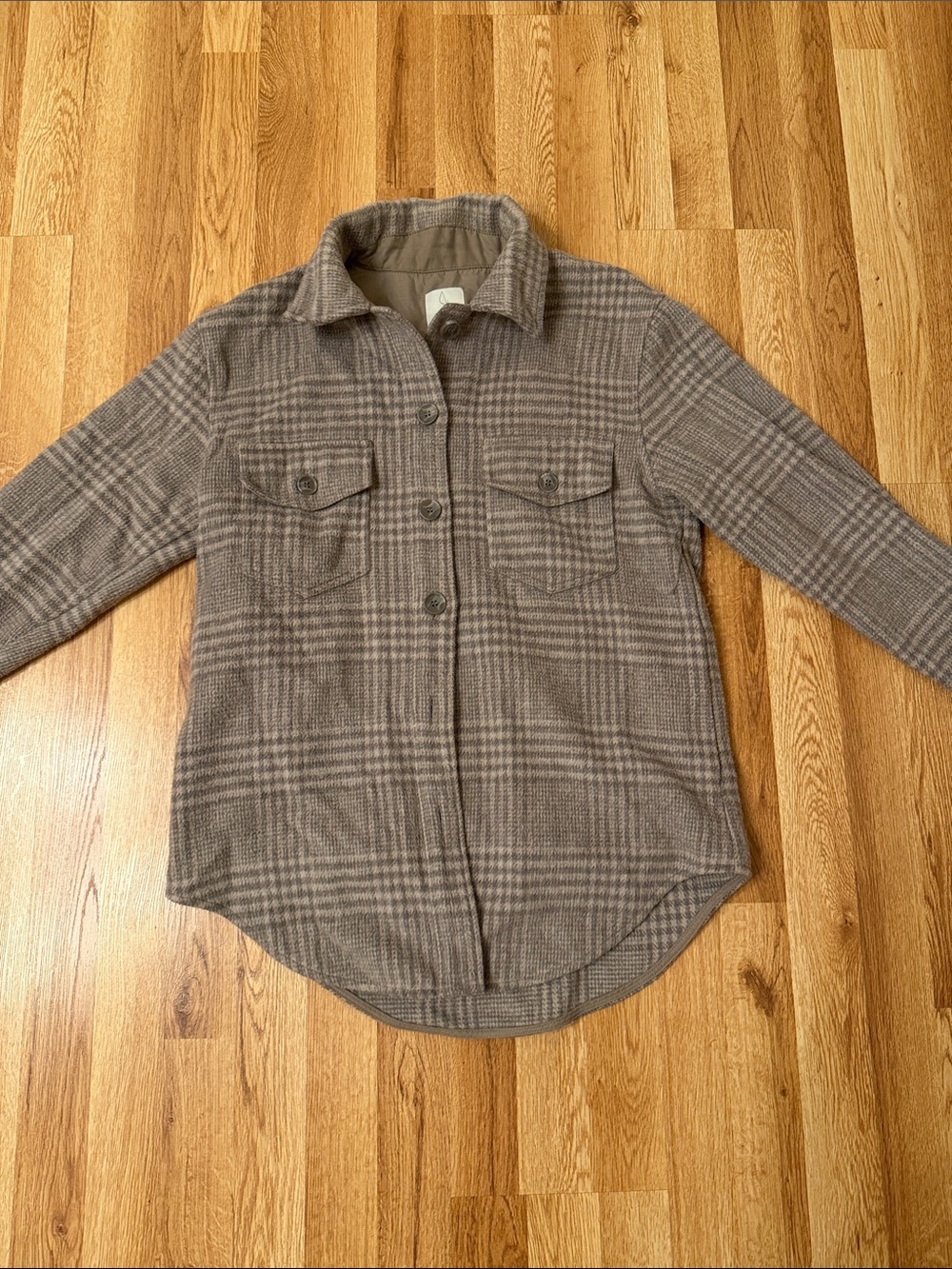 Joie Taupe Plaid Utility Shacket
